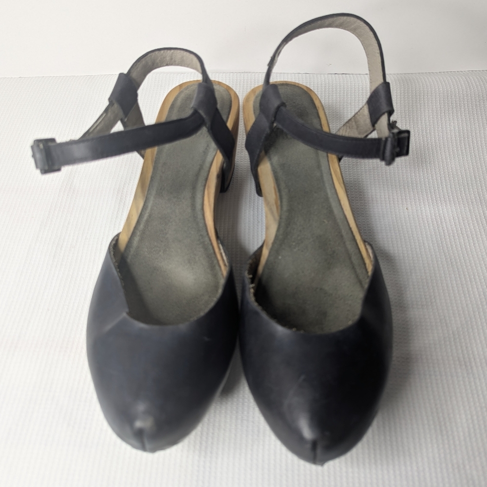 Vialis Black Leather Clogs Wood Heel Handmade in Spain Women's Size 6.5 / EUR 37 - Picture 5 of 14